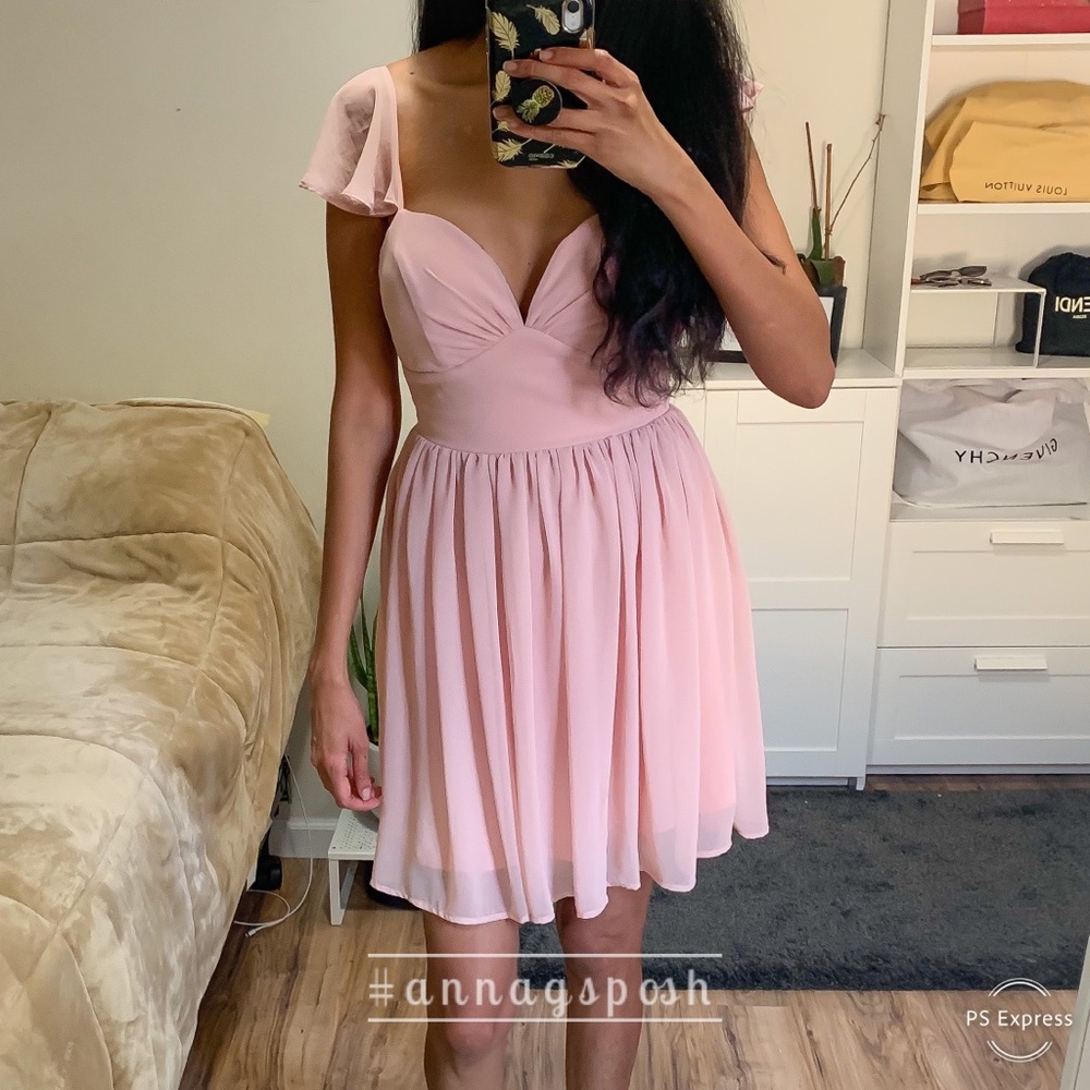 Lulus Peach Sweetheart Neckline Chiffon Dress